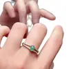Anillo de Esmeralda Natural de Venta Caliente Transfronteriza Plata 925 Incrustado con Diamante Estilo Huevo Lujo Accesible