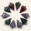 Venda Quente Transfronteiriça Pedra Natural Cristal Ágata Facetada Hexagonal Cone Pingente Pêndulo Joias de Pêndulo para Atacado