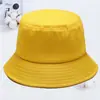 Sombrero de Pescador de Algodón Puro Bordado con Logo Personalizado para Mujeres y Hombres, Amarillo de Verano de Doble Cara de Moda Estilo Coreano Versátil Protector Solar Sombrero Tipo Cubo Japonés