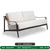 Sofá de Exterior, Conjunto de Muebles a Prueba de Lluvia y Sol para Patio, Sofá de Aleación de Aluminio para Terraza de Villa en el Jardín, Mesa de Café, Conjunto de Muebles de Silla de Ratán