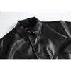 Chaqueta de Cuero PU Retro de Marca Americana Tendencia Nandchn para Hombres y Mujeres, Chaqueta de Motociclista Holgada con Solapa J10075