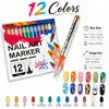 Set de Plumas Graffiti para Uñas sin Presión Punta de Aguja 0.5 Marcador Liner para Arte de Uñas Líquido Directo Colores de Secado Rápido y Apilables