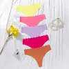 Pantaletas de Hielo Sin Costuras de Cintura Baja Europeas y Americanas, Pantaletas de Mujer de una Pieza Adhesivas de Color Sólido con Cintura Ondulada Hueca