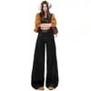 Jeans Patchwork Estilo Americano de Invierno 2025 para Mujer, Pantalones Cálidos con Forro de Polar, Espesos Nuevos de Moda Sueltos de Pierna Ancha Largos hasta el Suelo