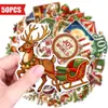 Seleção Direta Transfronteiriça 50 Folhas Adesivos Temáticos de Natal Retrô para Decoração de Diário Garrafa de Água Decalques para Mala