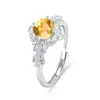 Anillo de Plata de Ley S925 con Cristal Natural para Mujer con Topacio y Peridoto, Sensación de Alta Gama, Acabado Cepillado, Popular en Xiaohongshu