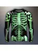 Camiseta de manga larga de moda para hombre, corte ajustado, poliéster casual, cuello redondo, estampado geométrico, lavable a máquina