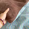 Juego de Cuatro Piezas Retro Rayado de Terciopelo de Leche Sencillo Estilo Japonés Espeso Estilo Blogger Ins Funda de Edredón de Coral para Otoño e Invierno