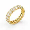 Anel Elegante Versátil Europeu e Americano Luxo Leve Exquisito Oval Zircônia Círculo Completo Totalmente Pavimentado Ajuste Fechado Estilo Casal Eterno Aço Titânio