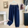 Jeans Harem Casuales de Cintura Alta Elásticos con Puño de Talla Grande Holgados para Mujer de Talla Grande