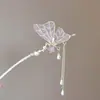 Grampo de cabelo borboleta com borla antigo, nicho sênior, acessórios de cabelo de placa, grampo de cabelo para foto Hanfu, cocar, atacado