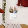 Novos adesivos divertidos kg21 de coelho fofo de desenho animado com planta verde e cesta de flores para interruptor, entrada da sala, decoração de casa, adesivos de parede
