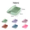 Caixa de armazenamento de silicone de grau alimentício para presente de feriado personalizada, lancheira, caixa selada, recipiente de comida portátil, lancheira quadrada com três compartimentos