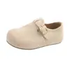 Sapatos Birkenstock com salto escondido femininos 2026 Outono fivela versátil decote baixo slip-on sapatos preguiçosos casuais sapatos únicos mocassins