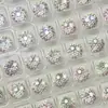 Brincos Redondos com Zircônia Cortada em Fogo Gradiente 5mm Corte Flor de Gelo, Anel Brilhante com Pedra Solta, Zircônia Corte Fogo do Céu