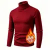 Suéter de Punto Grueso Forrado de Polar Cálido para Hombre, Moda 2026 Comercio Exterior, Camisa Base de Cuello Alto Ajustada