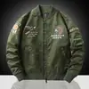 Jaqueta Aviador Masculina de Primavera e Outono Jaqueta de Beisebol Bordada Casaco Casual Americano Jaqueta de Trabalho Tendência