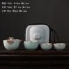 Tetera de Cerámica Celadón Kiln Ru con Tapa de Mano y Taza, Juego de Té Cerámico Antiescaldante con Diseño Agrietado, Adecuado para Preparación de Té en Porcelana Ru Individual, Uso Doméstico
