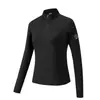 Camisa de manga larga de secado rápido y alta elasticidad para primavera y otoño con cuello alto, adecuada para actividades al aire libre, senderismo y ciclismo para mujeres; presenta un diseño fresco al tacto, de color sólido y transpirable