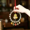 Colgante para Coche del Dios de la Riqueza de Cinco Caminos de Hangzhou con Ábaco de Colores y Candado, Colgante para Coche que Atrae la Riqueza