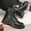 Botas Martin para hombre, moda transfronteriza otoño/invierno, botas de cuero de media caña de moda para hombre, botas de trabajo de suela gruesa, botas de cuero, botas de caña alta