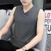 Colete de algodão modal masculino com decote em V, roupa externa de verão, basquete, fitness, corrida, colete esportivo, secagem rápida, seda gelada, camiseta sem mangas