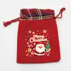 26 Novas Sacolas de Embalagem de Doces de Natal Desenho Animado TEMU Tecido de Algodão Xadrez Vermelho Bolsa Patchwork de Veludo Bolsa para Chocolate