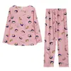 Liquidação de Fábrica Pijama de Bem-Estar Primavera e Outono Feminino Casual Confortável Estilo Lady Manga Longa Calças Conjunto de Duas Peças Roupa de Casa