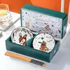 Boa Sorte Cerâmica Louça Tigela de Presente Porcelana Azul e Branca Lembrança Presente Prático Evento de Inauguração Drenagem Presente