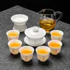 2026 Nuevo Modelo Porcelana de Jade Grasa de Oveja Juego de Té Kung Fu para Uso Doméstico, Incluye Gaiwan, Taza de Té y Mesa de Té, Juego de Tres Piezas