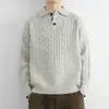 Camisa Polo com Gola Reversível, Suéter de Tricô Trançado para Homens, Estilo Old Money, Suéter de Outono e Inverno de Negócios de Alta Qualidade, Atacado de Fábrica Transfronteiriço