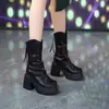 Botines cortos para mujer petite con suelas gruesas para aumentar la altura, ajuste ceñido, nuevos botines Martin de plataforma con tacón grueso y patchwork, otoño/invierno 2026, impermeables