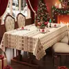 Toalha de Mesa de Natal Impermeável e à Prova de Óleo Sem Lavagem Atmosfera Vermelha Retrô Decoração de Mesa Retangular Toalha de Mesa