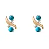 Aretes y Collar de Plata con Incrustaciones de Diamante y Turquesa Cadena para Clavícula Versátil de Moda Retro Lujo Ligero Nicho Conjunto de Alta Gama para Mujeres