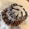 Diadema Vintage con Peine para Dientes Estampado de Leopardo para Mujer, Nueva Red de Malla Alta Calavera para Adelgazar el Rostro, Pinza para Cubrir la Raíz del Cabello y Peinar