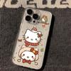 Adecuado para Apple 16/17 Pro Max Lindo Estuche de Dibujos Animados para iPhone 13 Creativo Doméstico de Dos Piezas Navidad Hello Kitty