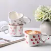 Taza de Café Estilo Pastoral Juego de Taza y Platillo para Café Taza con Mango de Corazón Creativo Taza de Agua con Forma de Corazón