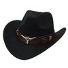 Comércio Exterior Chapéus Estilo Xizang, Chapéus de Cowboy Ocidentais com Acessórios de Cabeça de Boi, Chapéus de Feltro, Chapéus Atacado Estilo Étnico para Homens e Mulheres