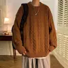 Suéter Masculino da Moda 2024 para Outono Inicial e Inverno, Tricô Torcido Solto, Tricô para Casal, Marca Feminina Tendência, Casaco Masculino
