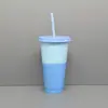 Taza sensible a la temperatura que cambia de color en frío de 16 oz 24 oz 710 ml Taza de agua con popote translúcido con tapa Amazon