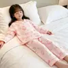 Pijama de Algodón Nube para Niñas Conjunto de Manga Larga y Pantalón Largo Cuello en V Dibujos Animados Lindo Ropa de Casa para Primavera y Otoño para Niños Mayores