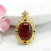 Pingente de Âmbar Natural Guan Yu Colar Facetado de Âmbar Sangue para Mulheres Fábrica de Joias Vintage Atacado Dropshipping S3111704