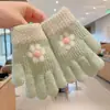 Guantes de Dedos Lindos para Niños Niñas Invierno Prueba de Frío Cálido Juego de Cinco Dedos Conjunto Completo de Dedos Tejido para Bebé Niños de Invierno