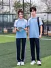 Traje de Uniforme Escolar de Manga Corta de Verano para Estudiantes de Secundaria Camisa POLO Estudiantes de Secundaria azul claro Manga Corta Estudiantes de Primaria Estudiantes de Preparatoria Ropa de Clase