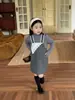 Otoño 2026 Nuevo Estilo Coreano Ropa Infantil Niñas Dulce Estilo Mori Vestido de Tirantes Bordado con Adorno de Encaje Triangular en la Correa