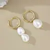 Brincos de Tarraxa Assimétricos de Pérola Barroca de Água Doce Natural em Prata de Lei s925 Brincos Versáteis Europeus e Americanos Joias Transfronteiriças
