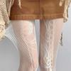 Meias pretas Mu Ruan, meias arrastão femininas, Y2K, rosa, jacquard, renda, malha, oca, seda branca pura, meia-calça