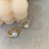 Brincos Redondos de Metal Estilo Pérola Simples e Requintados Elegantes Leve Luxo Alta Qualidade Moda Francesa Estilo Ocidental Brincos de Tarracha