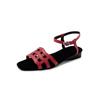 Sandalias Transpirables Super Suaves y Cómodas de Cuero de Vaca con Diseño Hueco, Verano 2025, Tacón Bajo Grueso, Punta Cuadrada, Piel Genuina, Punta Abierta, Suela Suave para Mujer