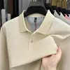 Camisa Polo de Algodón Puro con Cuello y Mangas Largas para Hombre de Primavera y Otoño Tops Casuales para Hombre Camiseta de Color Puro Piqué 100% Algodón para Hombre